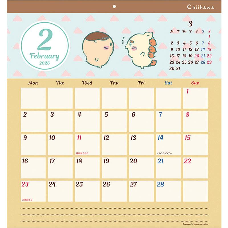 ちいかわ スクエア 2026年 壁掛けカレンダー CL-072 CL26-072 : そふと