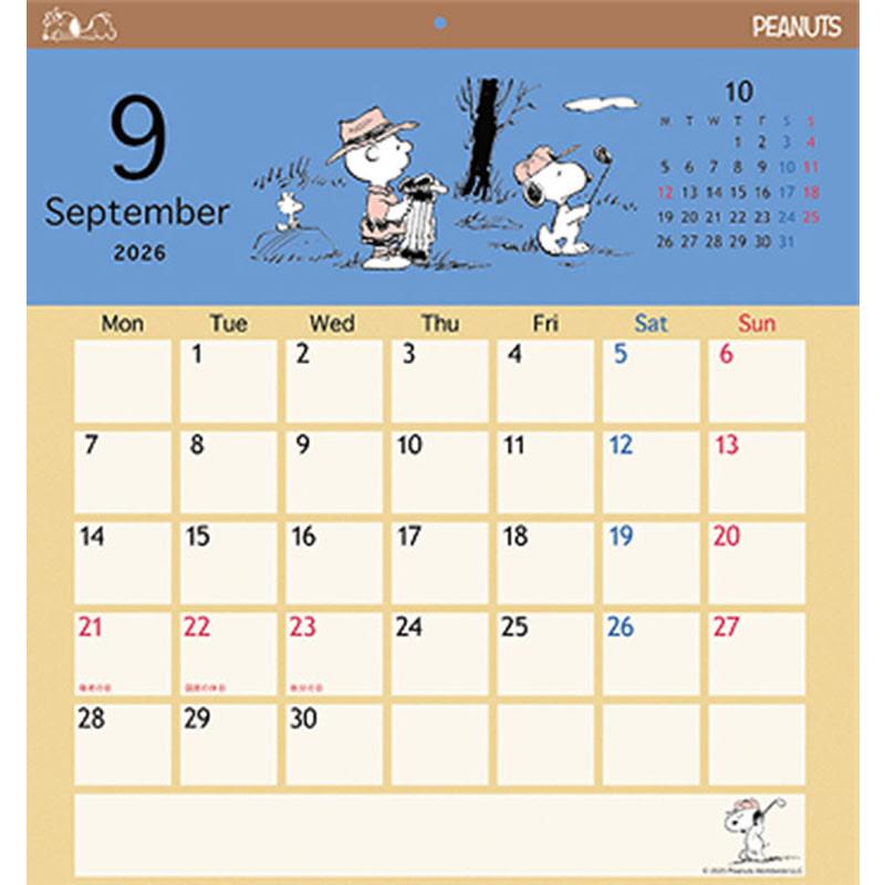 残りわずか】スヌーピー スクエア 2026年 壁掛けカレンダー CL-068
