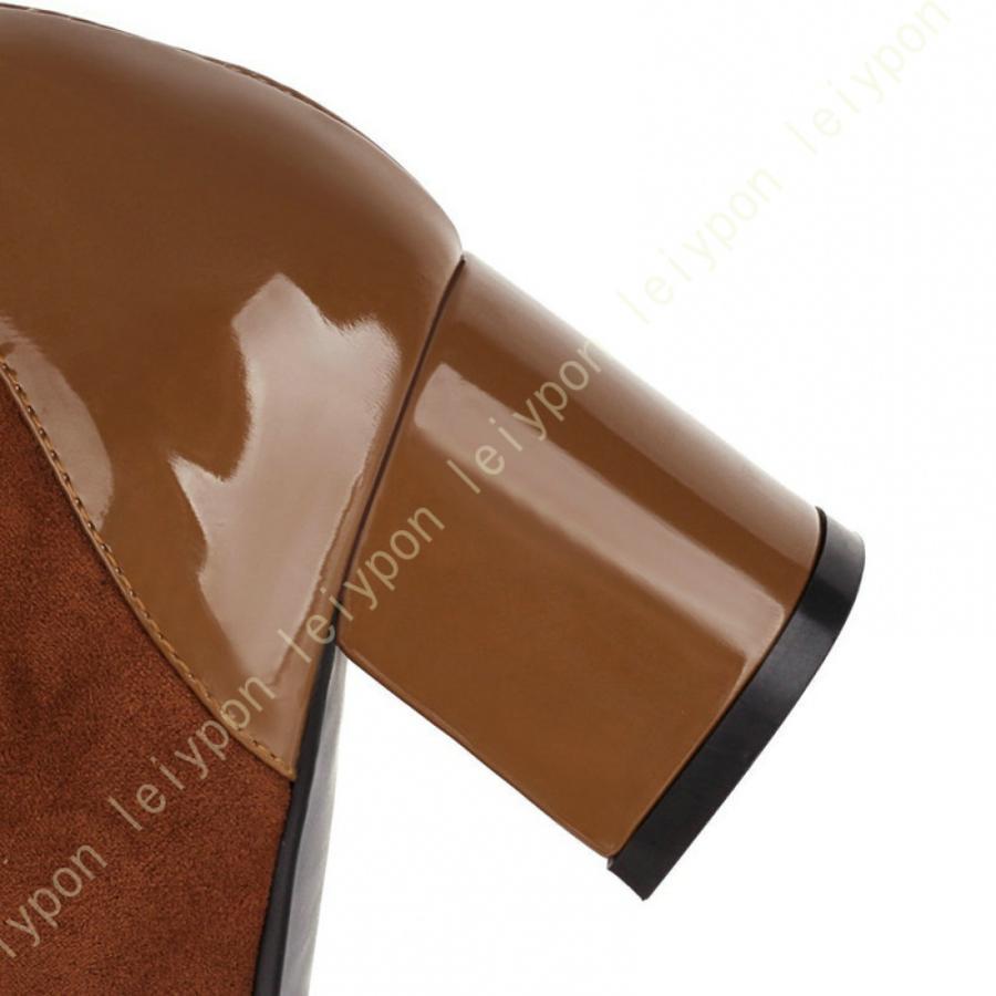 ブーツ チャンキーヒール スウェード 太ヒール ストレッチ ロング