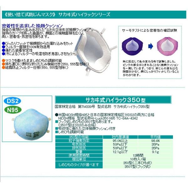 興研 ハイラック350 10枚入り PM2.5対応 感染対策マスク[製造年月日2020.1]｜sogo-e-shop｜02