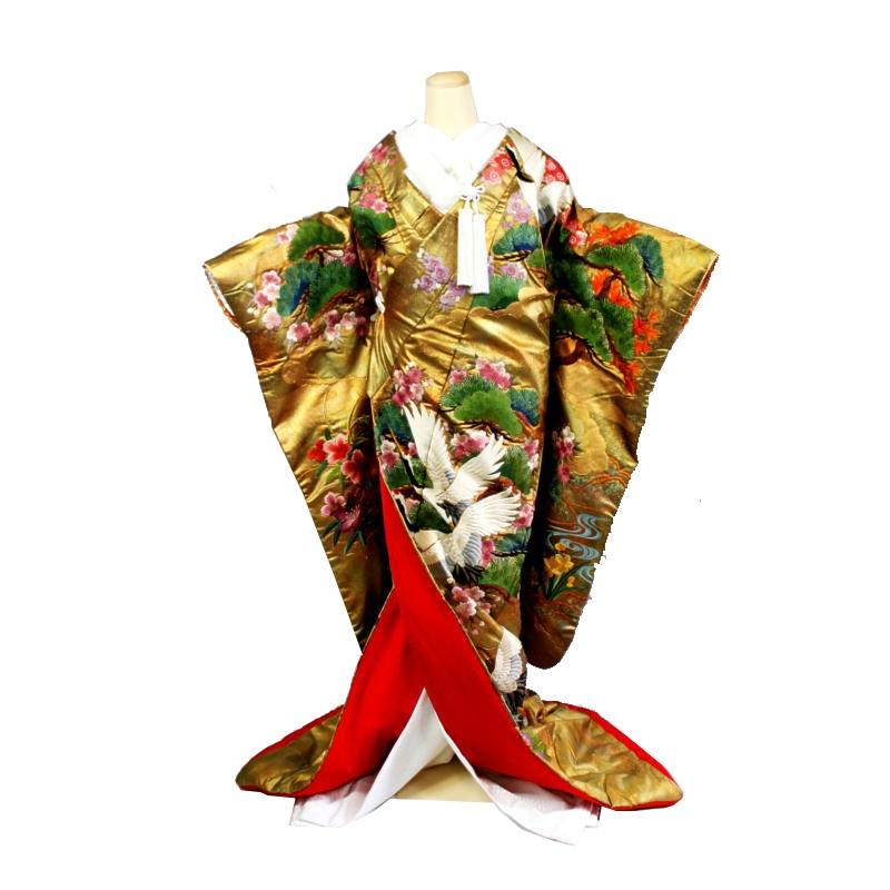 レンタル／２着目プラン／色打掛レンタル／金地孔雀鴛鴦花鳥園／花嫁らしい色打掛。洋髪にも／レンタル着物／レンタル色打掛_2