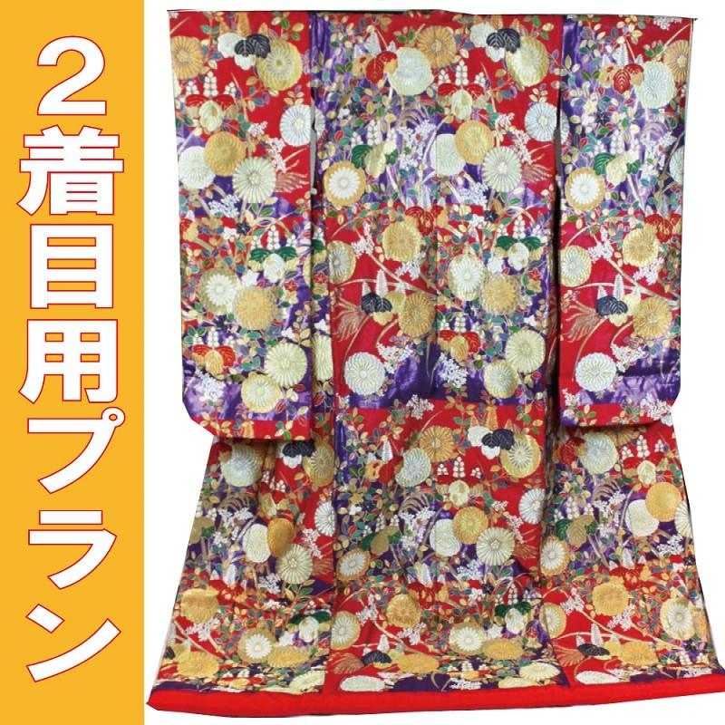 レンタル／２着目プラン／レンタル色打掛／高級となみ織　高台寺蒔絵／高台寺をイメージモチーフにした全体柄／レンタル花嫁和装