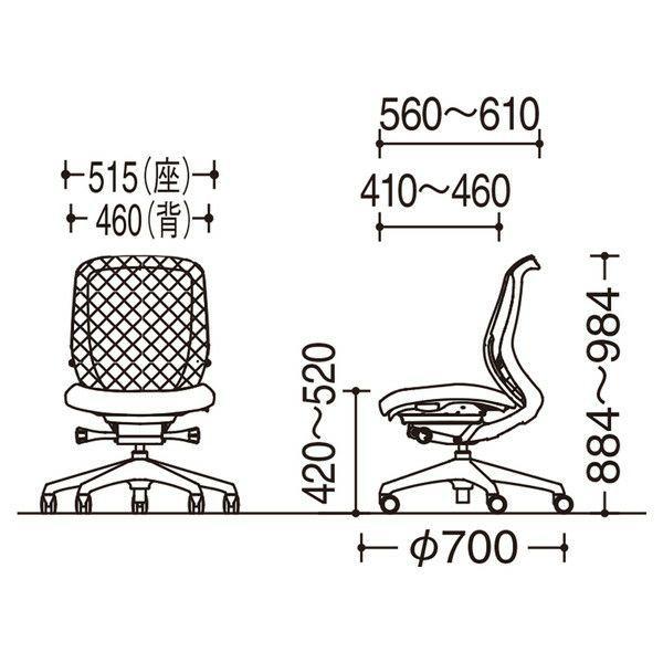 オカムラ シルフィー C631ZR メッシュタイプ ローバック 肘なし ブラックボディ ブラック脚 前傾機能付  ウレタンキャスター オフィスチェア｜soho-honpo｜05