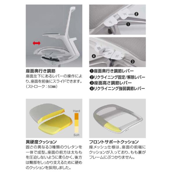 オフィスチェア オカムラ フィノラ C783AR ミドルバック ブラックパネル ポリッシュ脚 ブラックボディ 可動肘 座：クッション ナイロンキャスター｜soho-honpo｜07