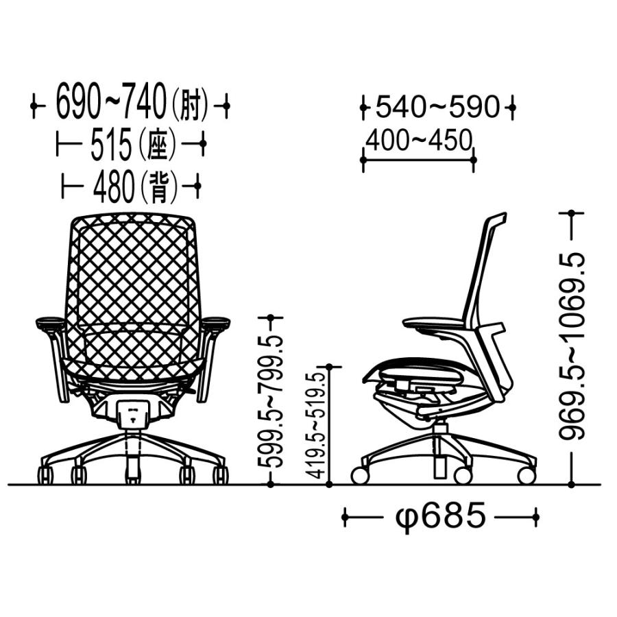 オカムラ フィノラ C787FR ハイバック メッキパネル ポリッシュ脚 ブラックボディ 可動肘 座：クッション 【動き】 ウレタンキャスター