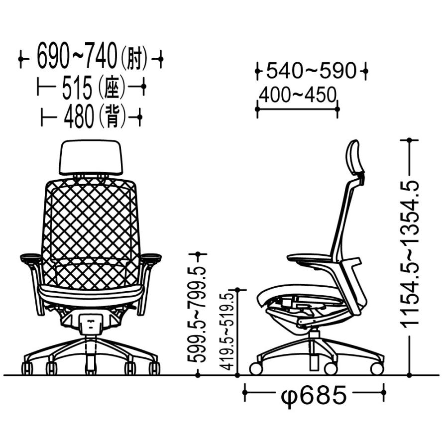 オフィスチェア オカムラ フィノラ C78CER エクストラハイバック ブラックパネル ポリッシュ脚 ブラックボディ 可動肘 座：クッション ウレタンキャスター_3