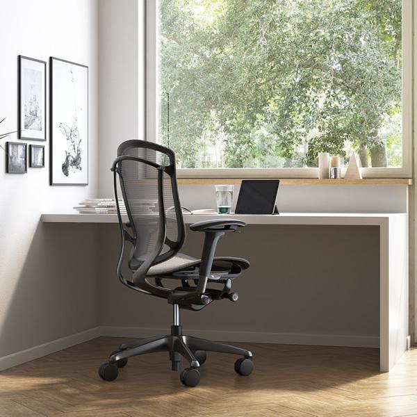 オカムラ コンテッサ セコンダ 大型固定ヘッドレスト CC45GR 固定肘 シルバーフレーム ブラックボディ 座：メッシュ ナイロンキャスター オフィスチェア