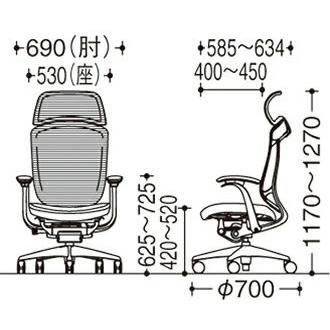 オカムラ コンテッサ セコンダ 大型固定ヘッドレスト CC45GR 固定肘 シルバーフレーム ブラックボディ 座：メッシュ ナイロンキャスター オフィスチェア