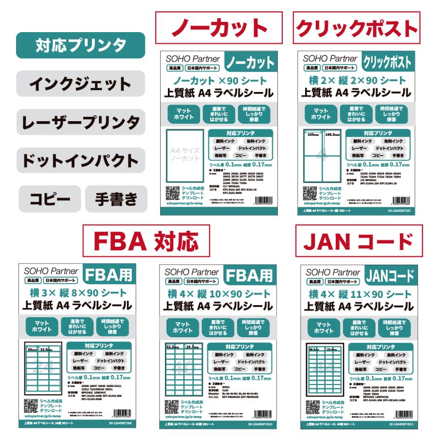 11/13全品P増倍／ラベルシール 4面 A4 90シート A6サイズ 360片
