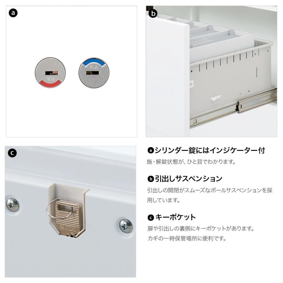 書類収納 イトーキ エス キャビネット 4段 引出し 型 下段用 シリンダー錠 幅90cm 奥行40cm 高さ124.6cm ベース付 色：ブラック｜soho-st｜04