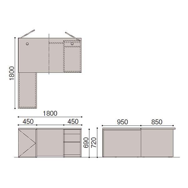 イトーキ 役員用家具 役員家具 X15シリーズ L型デスク左凸 W180