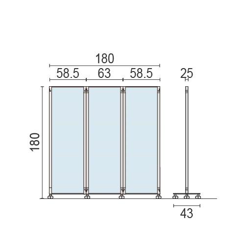 金属製装飾的3パネル間仕切り 金属製装飾的3パネル間仕切り