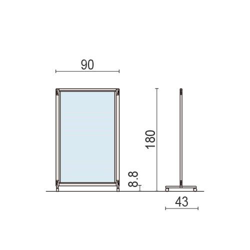間仕切り パーテーション スクリーンパネル Kタイプ 1連パネル 単独用 H90cm H180cm 樹脂パネル キャスター付 イトーキ ITOKI 自社便 開梱 設置付_1