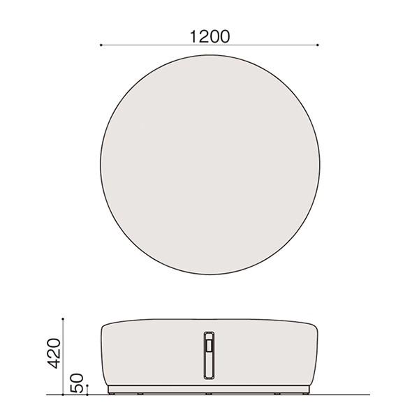 オフィス用 ソファ スツール イトーキ コボル 4人掛 ラウンドタイプ 電源付 ビニールレザー張り 固定脚 | イトーキ | 08