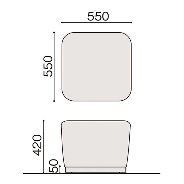 オフィス用 ソファ スツール イトーキ コボル 1人掛 スクエアタイプ テーブルなし アジャスター付 布地張り | イトーキ | 02