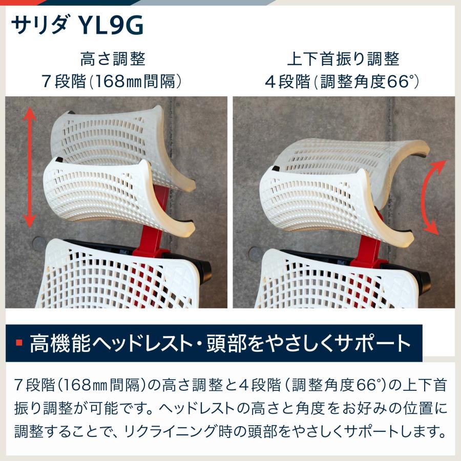 イトーキ サリダ YL9G ゲーミングチェア 全身を支えるハイバック 通気性に優れたメッシュ 快適なアームレスト ソフト座面 ITOKI [2500円クーポン-5/31金]｜soho-st｜09