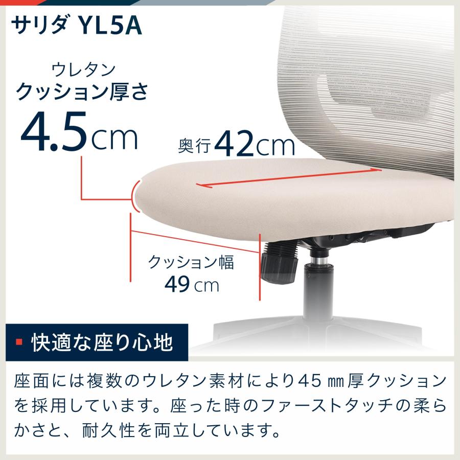 イトーキ サリダ YL5A YL5A-B-CBK オフィスチェア デスクチェア 事務椅子 チェア 椅子 パソコンチェア メッシュ P5倍 まとめ買い3%オフの画像