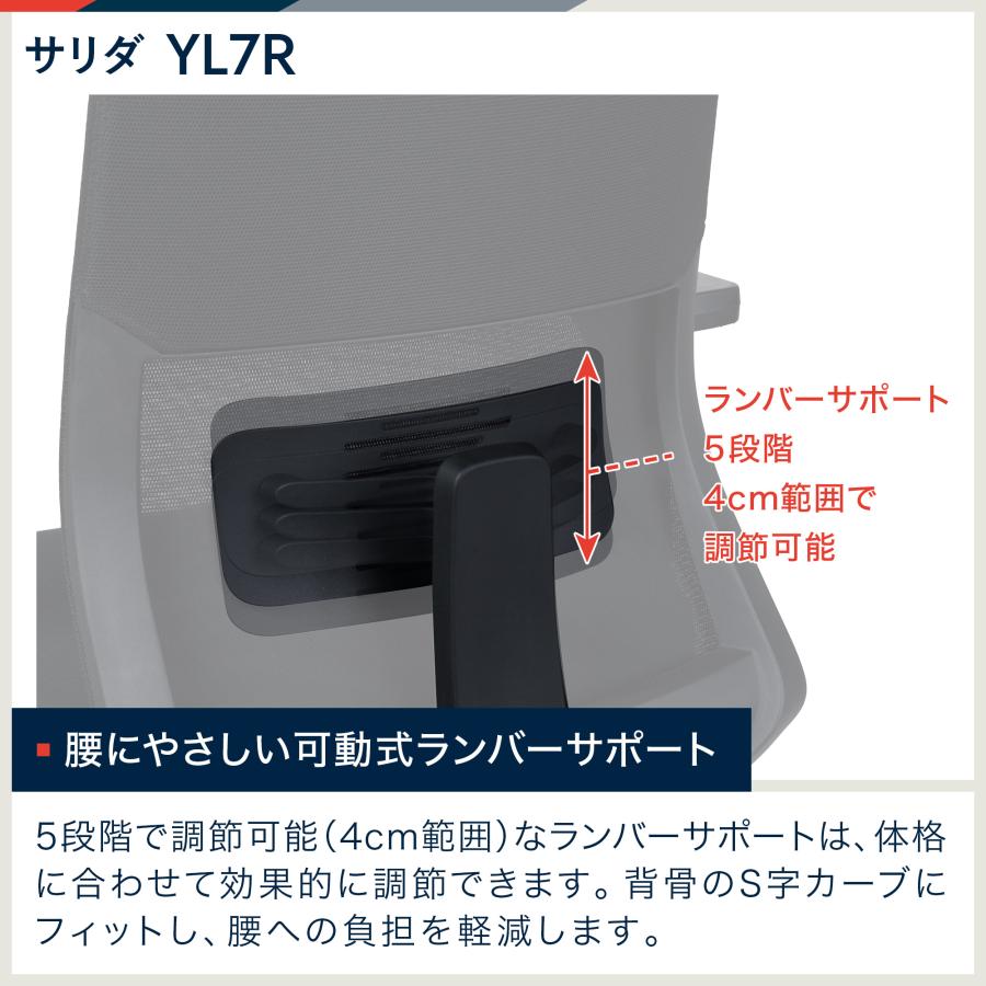オフィスチェア イトーキ サリダ チェア YL7R ヘッドレスト アームレスト ブラック 椅子 メッシュ ITOKI SALIDA YL7R-BBK-HAEL まとめ買い3%オフ P5倍 | サリダ | 11