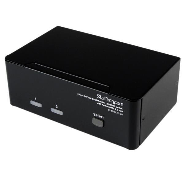 SV231DDVDUA StarTech 2ポート デュアルディスプレイ(DVI \u0026 VGA)対応USB接続KVMスイッチ/PCパソコンCPU切替器