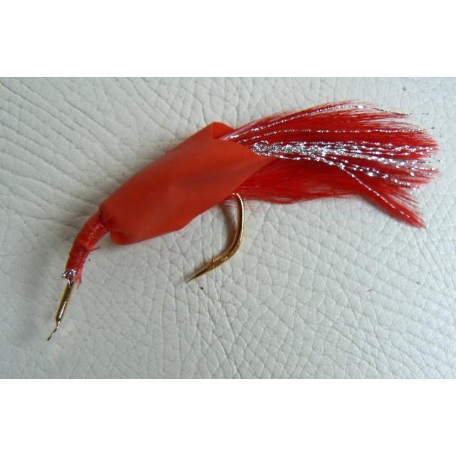 毛針 スズキ20号 金 50本 鳥毛赤 ラメ ゴム皮 ［けばり 毛鉤 毛ばり