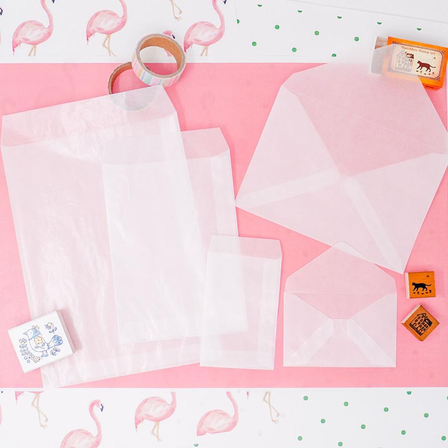 国産グラシン封筒【業務用500枚入 小タテ型】65×100mm 白無地 透ける