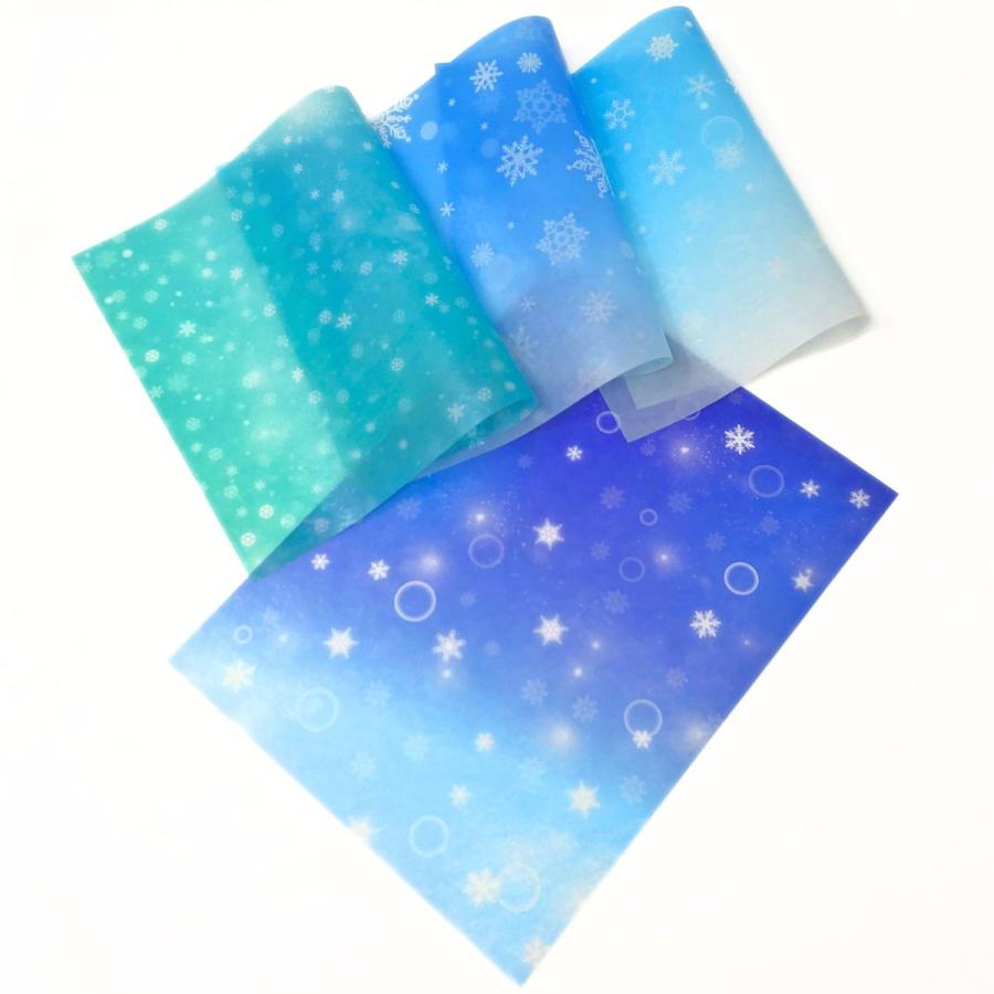 グラシン紙 雪結晶4柄アソート デザインペーパー クリスマス