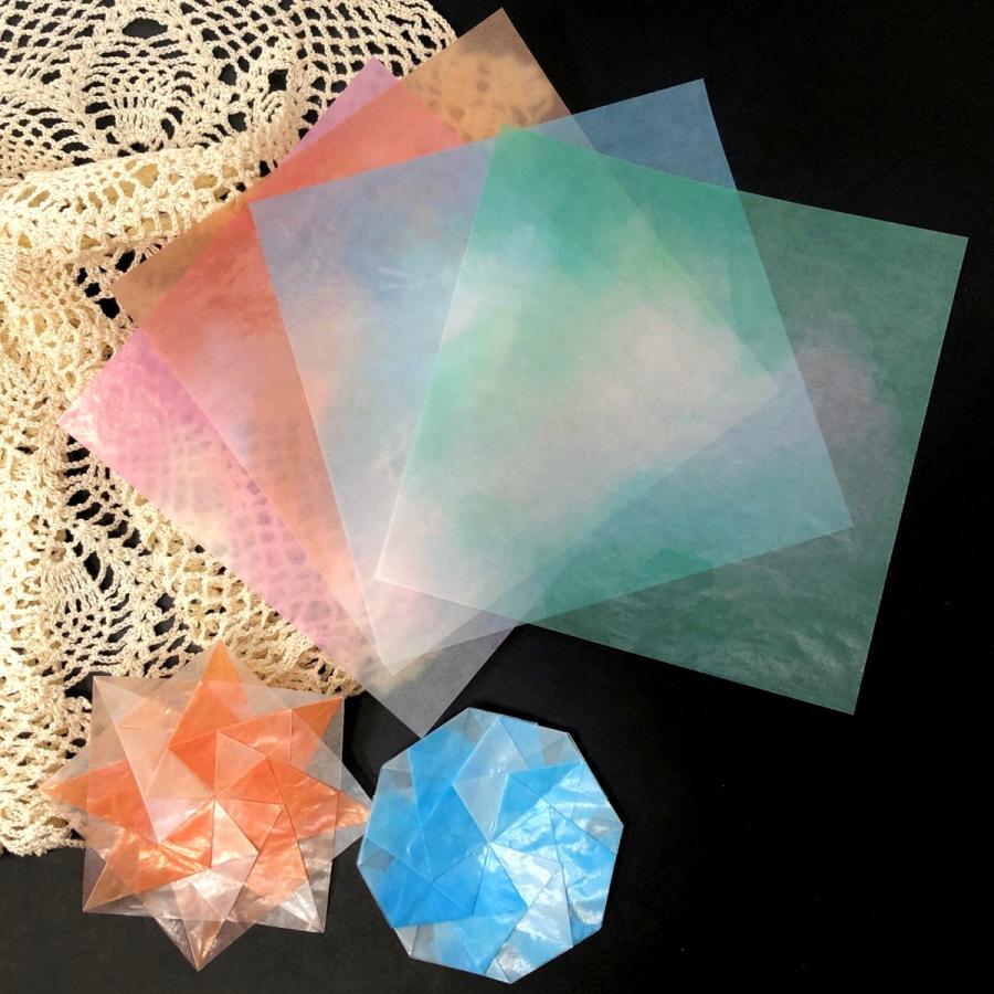 グラシン紙 インクアート 単品 折り紙サイズ 15×15cm 透けるデザイン