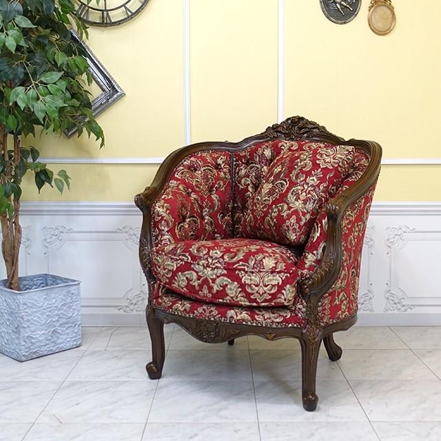 ロココ調 ソファ ソファー レッドダマスク 1008-1-5f101b