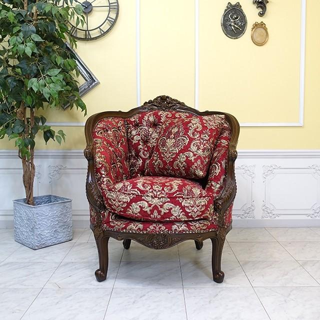 ロココ調 ソファ ソファー レッドダマスク 1008-1-5f101b