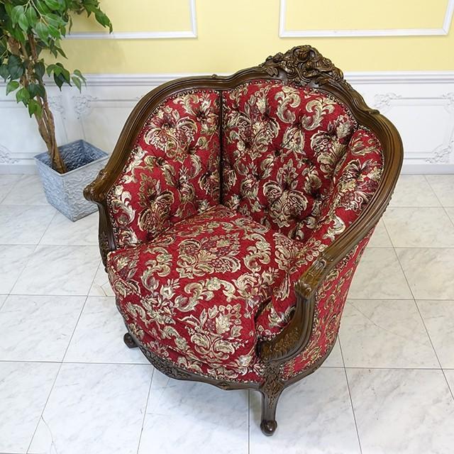 ロココ調 ソファ ソファー レッドダマスク 1008-1-5f101b