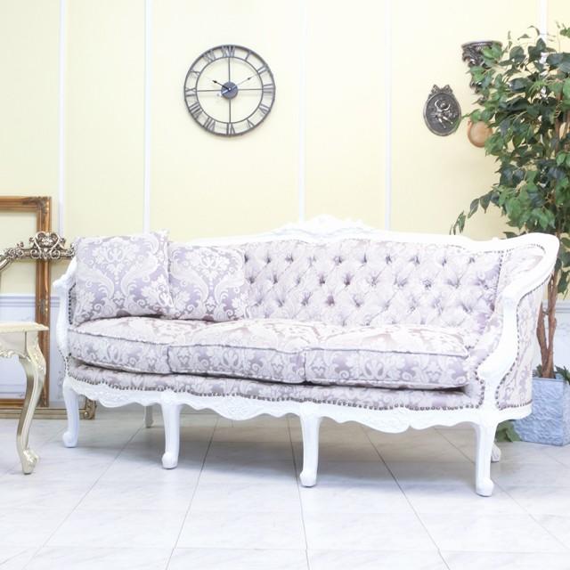 ロココ調トリプルソファ 三人掛け アンティークソファー イタリー風 猫