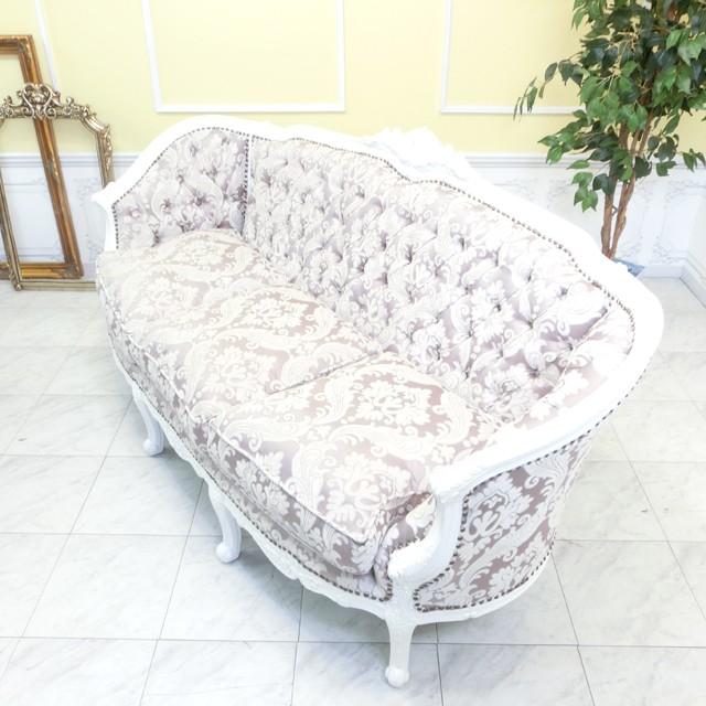 ロココ調トリプルソファ 三人掛け アンティークソファー イタリー風 猫