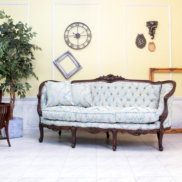ロココ調トリプルソファ 三人掛け アンティークソファー