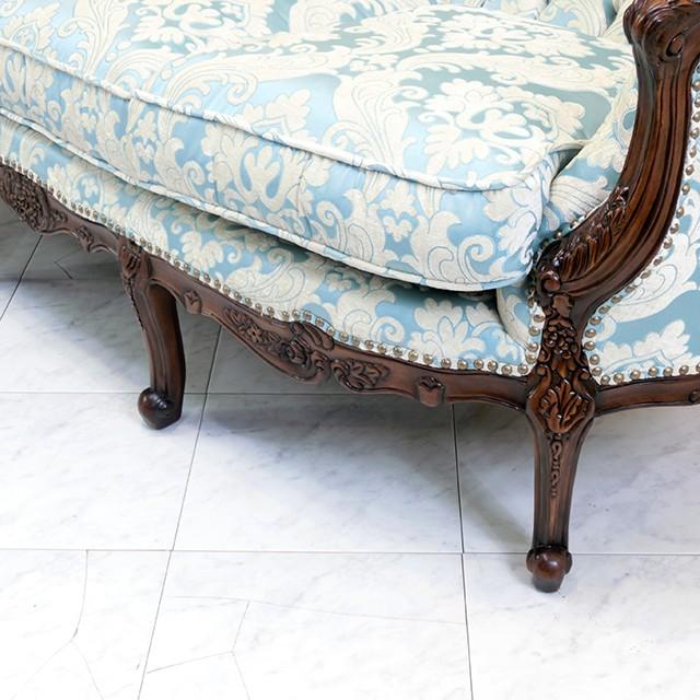 ちょこれーと＊カリモク 猫脚 3人 トリプルソファ アンティーク ロココ調トリプルソファ 三人掛け アンティークソファー