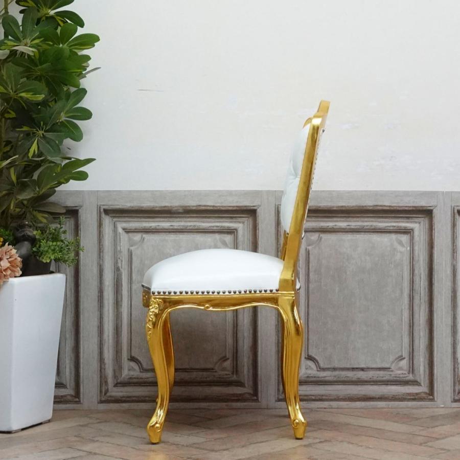 ロココ調チェア ロココ調チェアー ホワイトレザー 6085-10l16b