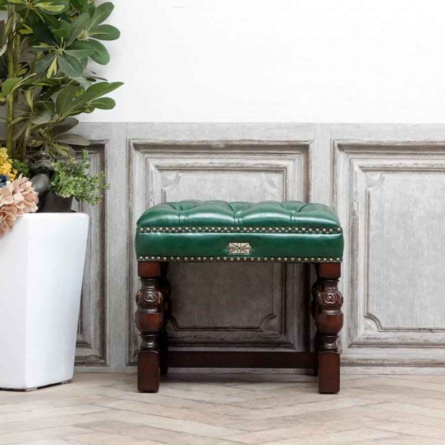 スツール アンティーク グリーンフェイクレザー 9004-s-5p91b