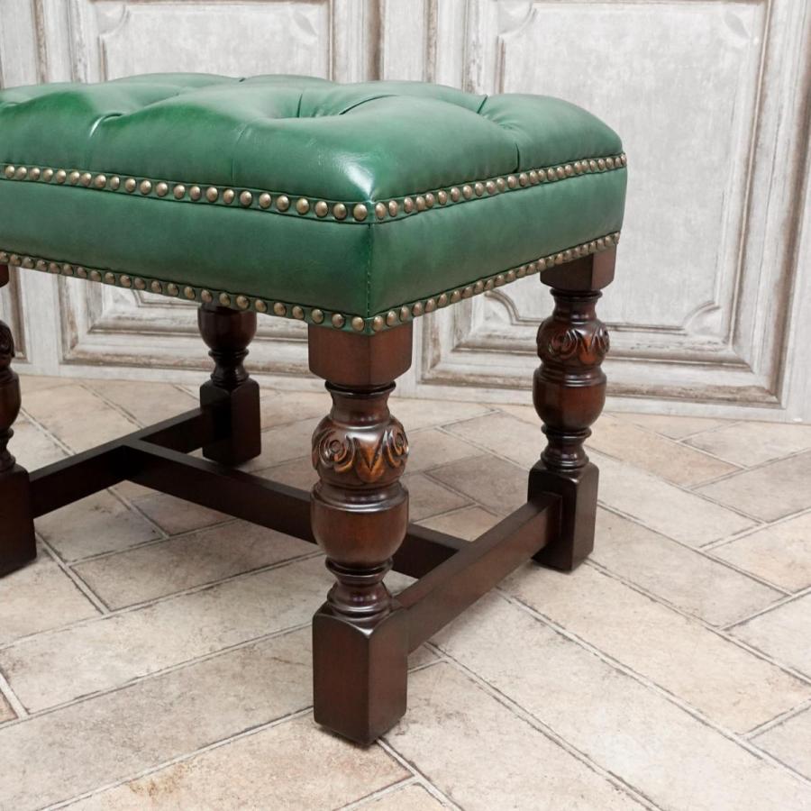 スツール アンティーク グリーンフェイクレザー 9004-s-5p91b