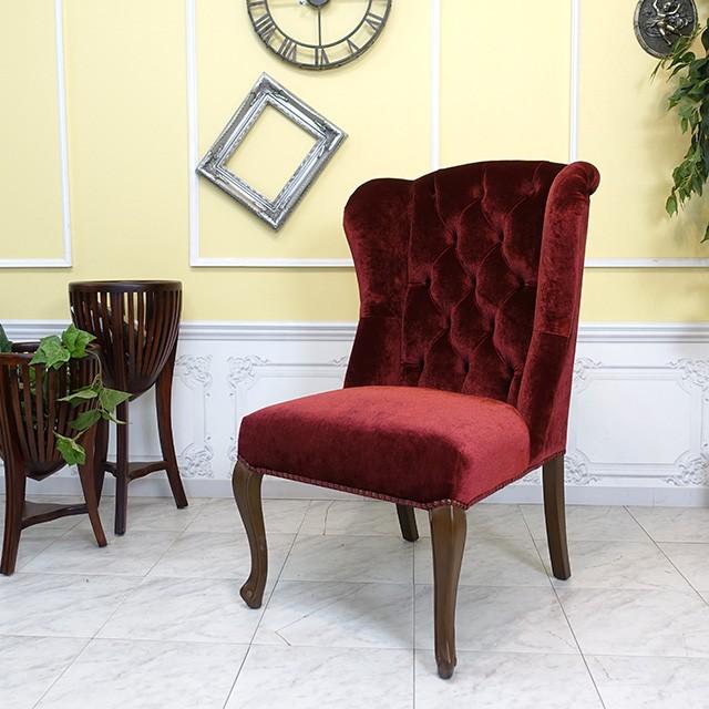 英国 アンティーク風の赤いビロードのイス 2脚