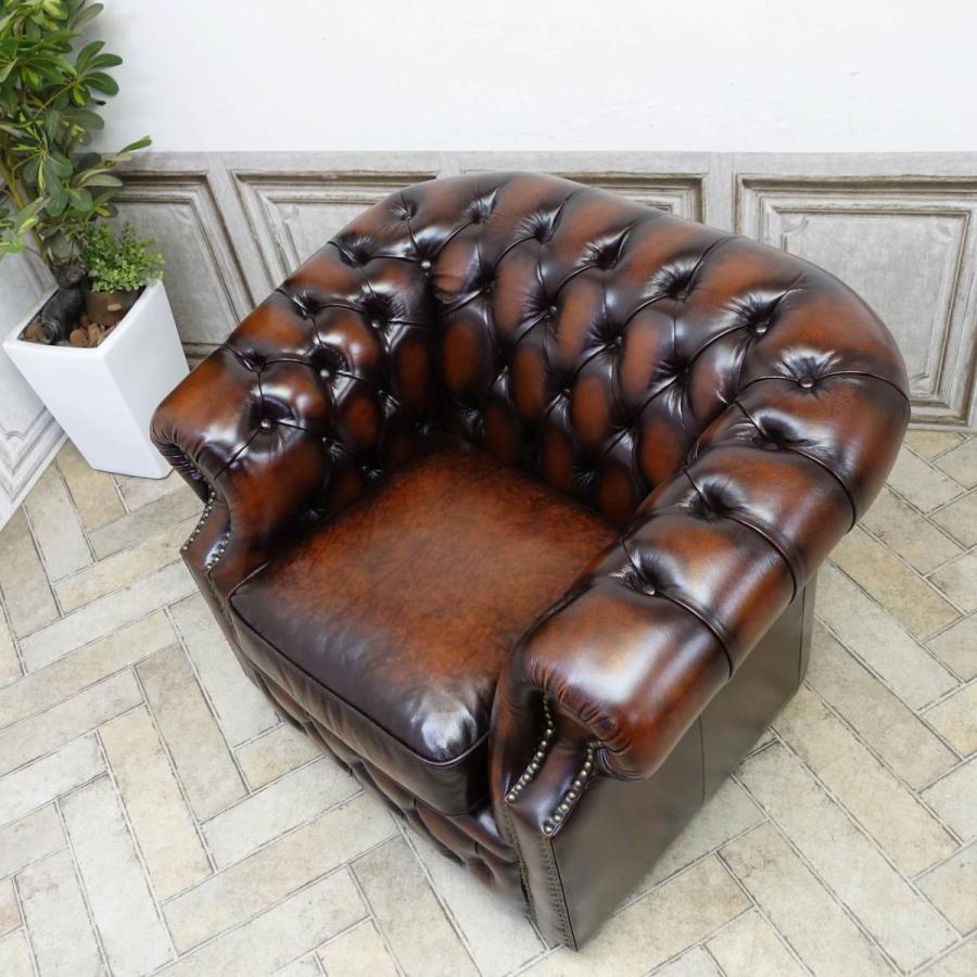 ソファ レザー 1人掛け 総本革 チェスターフィールドソファ