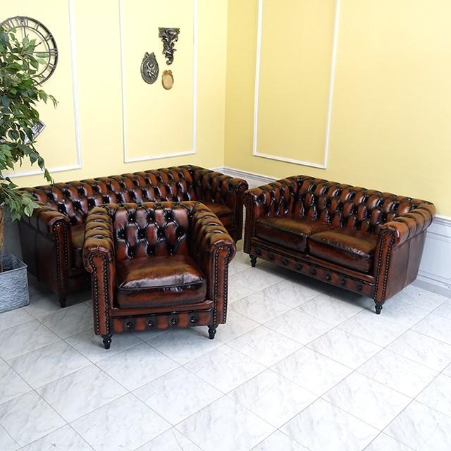 チェスターフィールドソファ 3人掛け 3P 三人 アンティークソファー