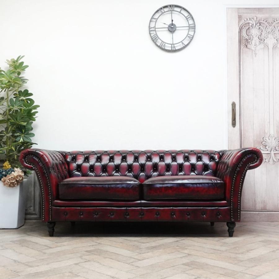 3人掛け ソファ 三人用 ソファー チェスターフィールド アンティーク