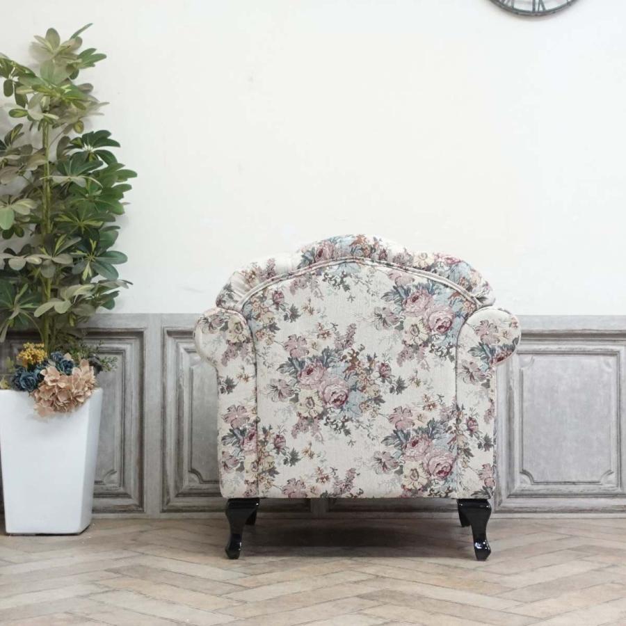 新象 シングルソファ 1P アンティーク 花柄 インテリア アンティーク ソファ シェルファ 一人掛け 1P シングル ソファー