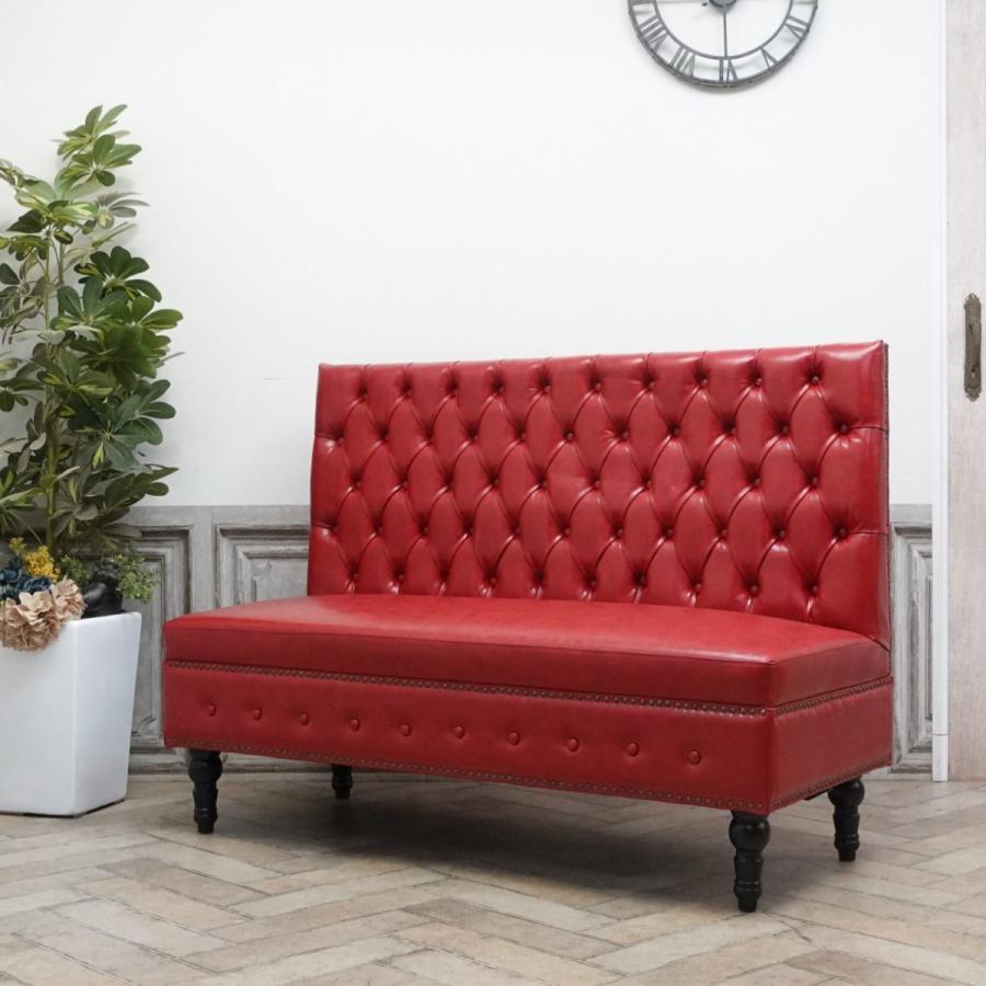 ベンチソファー 背もたれあり チェスターフィールドソファ