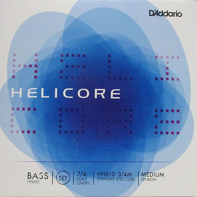 ヘリコア ハイブリッド コントラバス弦 セット D'Addario Bass Helicore Hybrid HH610 set 3/4 Medium Tension｜sokonegakkiya