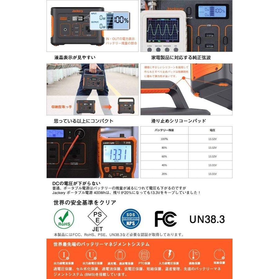 Jackery ジャクリ ポータブル電源 400 大容量112200mAh 400Wh 車中泊 キャンプ アウトドア 防災グッズ 停電 非常用電源【ラッピング対応可】｜sokuteikiya｜05