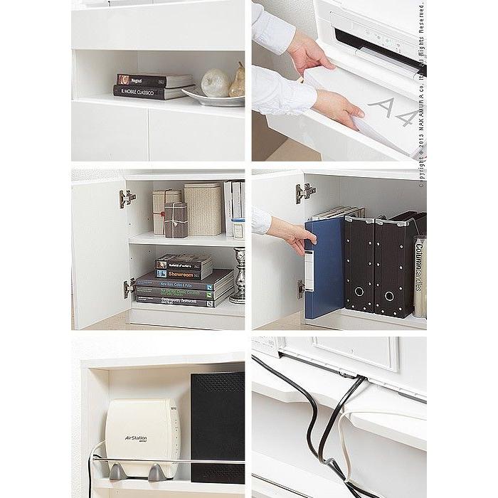 【送料無料】背面収納 付き リビングキャビネット CONVEI PREMIUM BRIGHT 〔コンヴィ プレミアム ブライト〕 鏡面 引き出し タイプ 幅 90 cm ルーター収納     商品情報    送料について：沖縄・一部離島の送料は別途お見積りとなります。商品について：フ