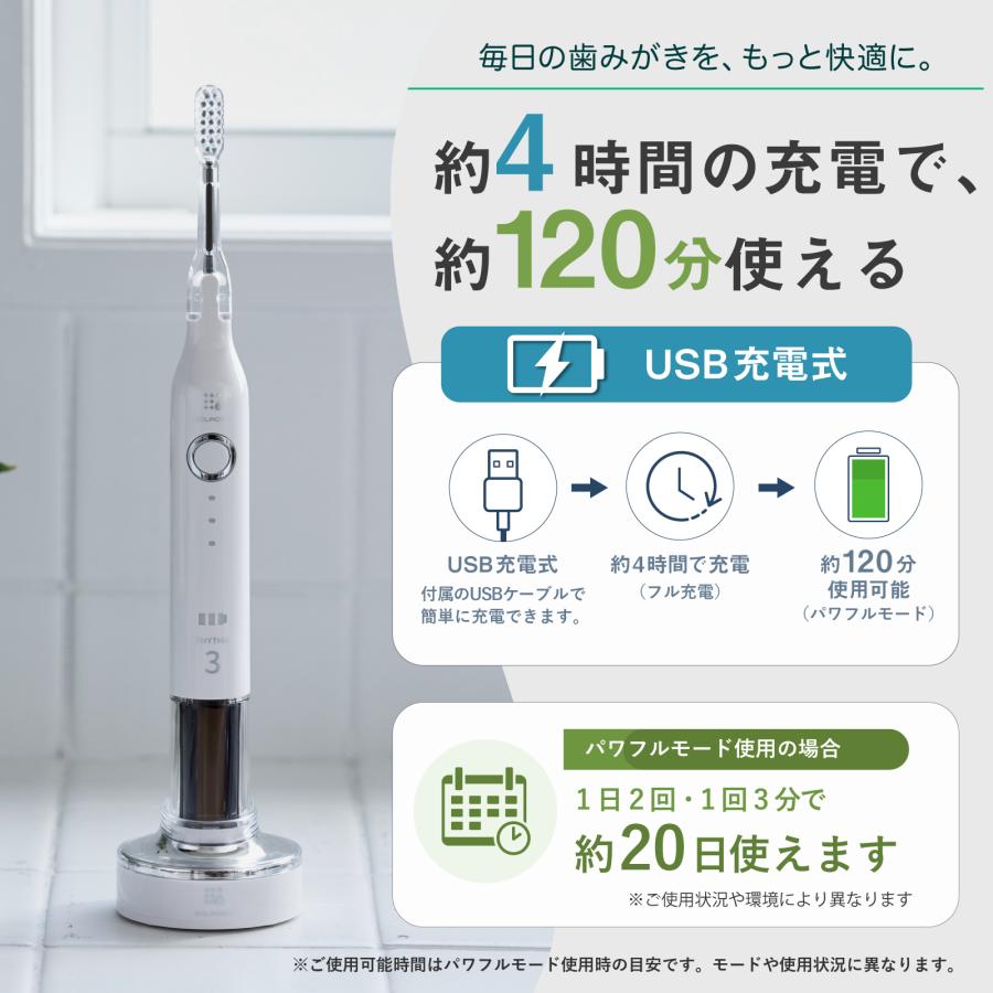SOLADEY 新発売 電動歯ブラシ【ソラデーリズム3】音波振動歯ブラシ 高