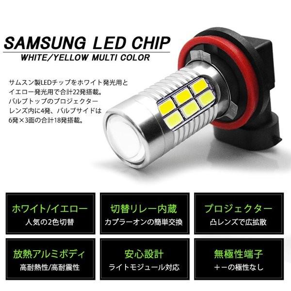 10系 前期 GS250/GS350/GS300h/GS450h LED フォグランプ H11 11W SAMSUNG/サムスン プロジェクター発光 切替式/2カラー ホワイト/6000K イエロー/3000K 車検対応｜solae-shop｜06