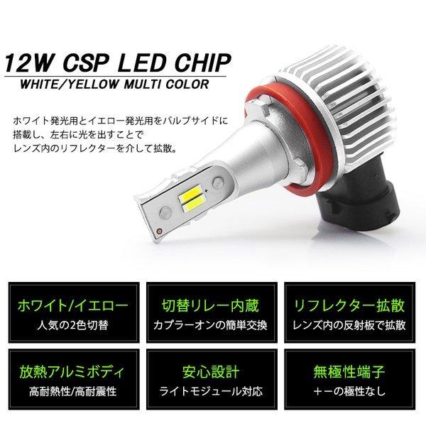 MS31S/MS41S フレアクロスオーバー LED フォグランプ H8/H16 12W 6000LM サイド発光 リフレクター拡散 2色切替/ツインカラー ホワイト/イエロー｜solae-shop｜06