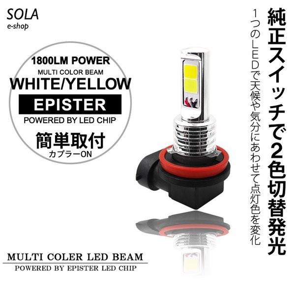 20系 前期 アルファード LED フォグランプ HB4 18W EPISTER製 サイド発光 リフレクター拡散 6000K/白色 3000K/黄色 切替式/ツインカラー 車検対応｜solae-shop｜02